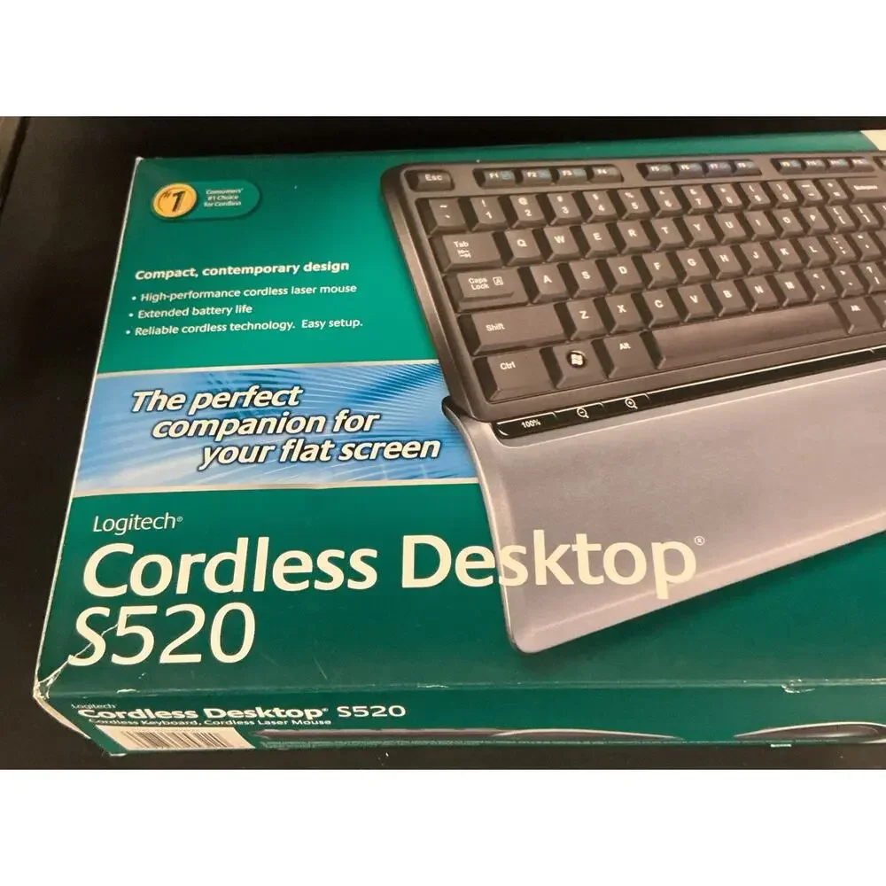 LOGITECH Cordless Desktop S520 Keyboard LX5 Laser Mouse Compact USB RF Receiver